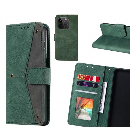 Iphone 14 Pro Case Wallet Denim Leather Case Cover - Green