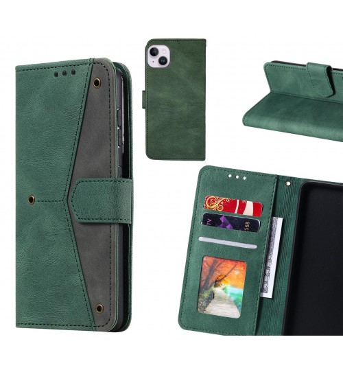 Iphone 14 Plus Case Wallet Denim Leather Case Cover - Green
