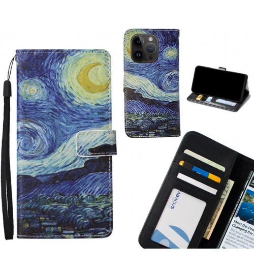 iPhone 14 Pro case leather wallet case van gogh painting
