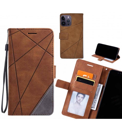 Iphone 14 Pro Max Case Wallet Premium Denim Leather Cover - Brown