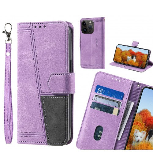 Iphone 14 Pro Case Wallet Premium Denim Leather Cover - Purple