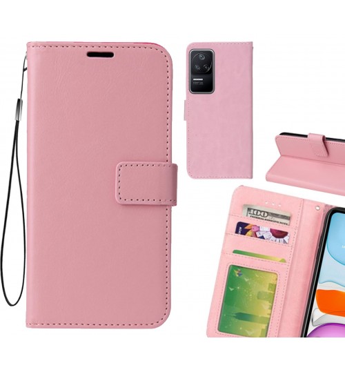Xiaomi Poco F4 Case Fine Leather Wallet Case - Pink