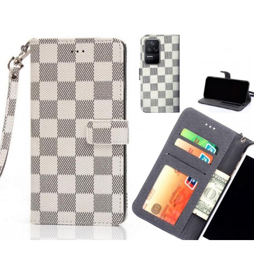 Xiaomi Poco F4 Case Grid Wallet Leather Case - White
