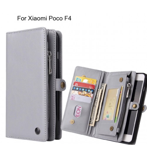 Xiaomi Poco F4 Case Retro leather case multi cards cash pocket