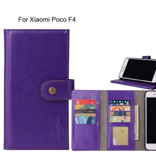 Xiaomi Poco F4 Case 9 Slots Wallet Leather Case - Purple