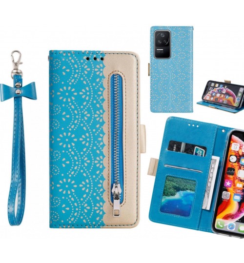 Xiaomi Poco F4 Case Multifunctional Wallet Case - Blue