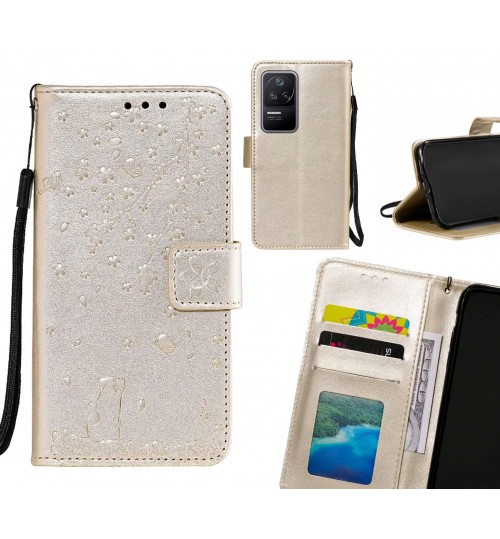 Xiaomi Poco F4 Case Embossed Wallet Leather Case - Gold