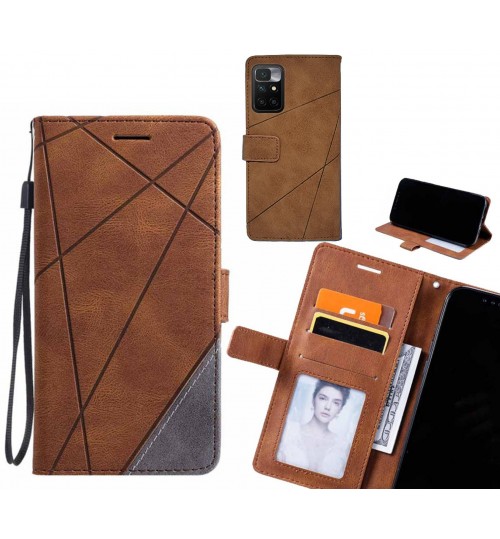 Xiaomi Redmi 10 Case Wallet Premium Denim Leather Cover - Brown