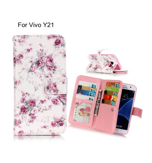 Vivo Y21 case Multifunction wallet leather case