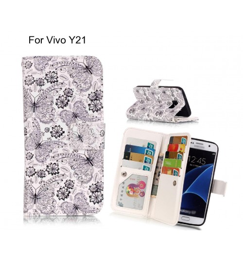 Vivo Y21 case Multifunction wallet leather case