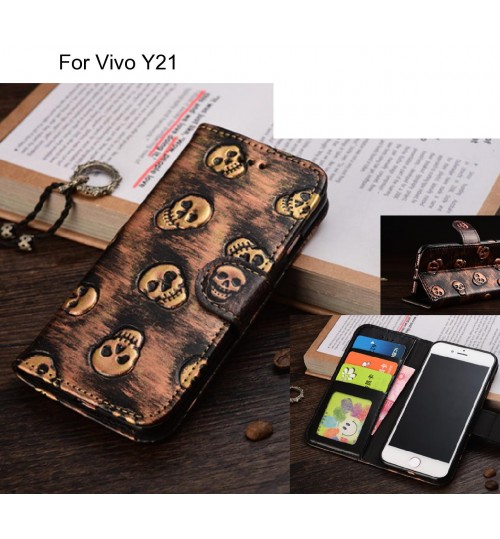 Vivo Y21  case Leather Wallet Case Cover