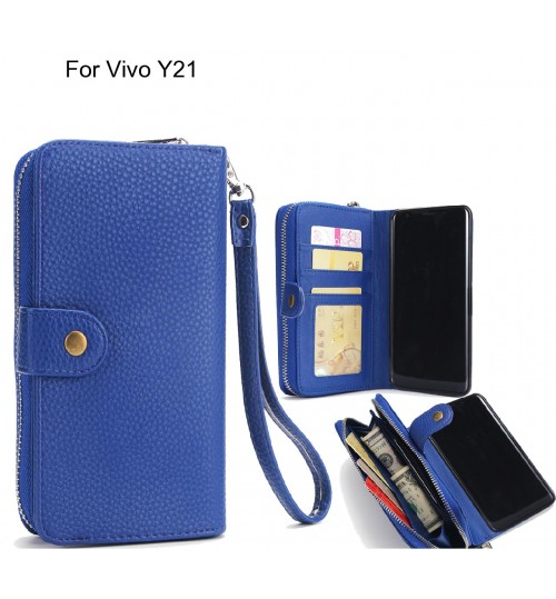Vivo Y21 Case coin wallet case full wallet leather case