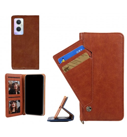 Oppo A96 case slim leather wallet case 4 cards 2 ID magnet