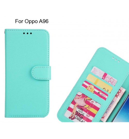 Oppo A96  Case Magnetic Flip Leather Wallet Case - Green