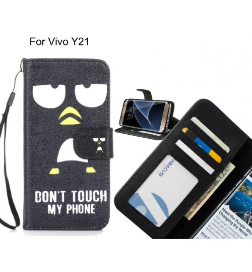 Vivo Y21 case 3 card leather wallet case printed ID