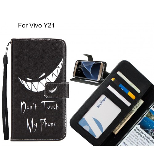 Vivo Y21 case 3 card leather wallet case printed ID