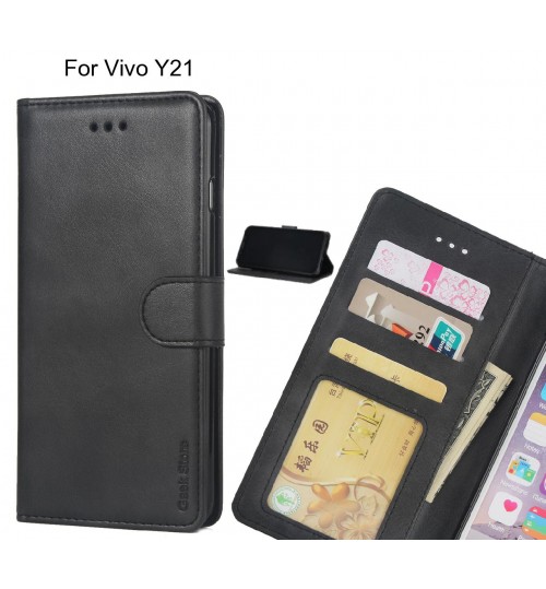 Vivo Y21 Case Executive Leather Wallet Case - Black