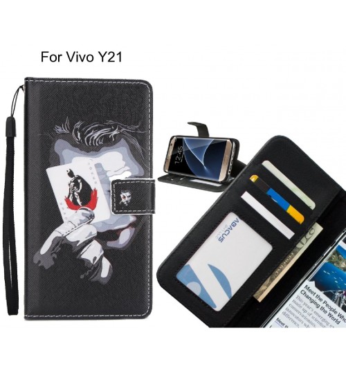 Vivo Y21 case 3 card leather wallet case printed ID