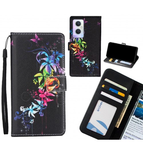 Oppo A96 case 3 card leather wallet case printed ID