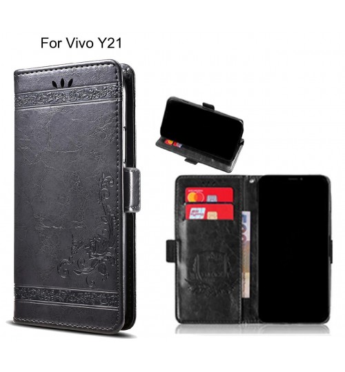 Vivo Y21 Case retro leather wallet case