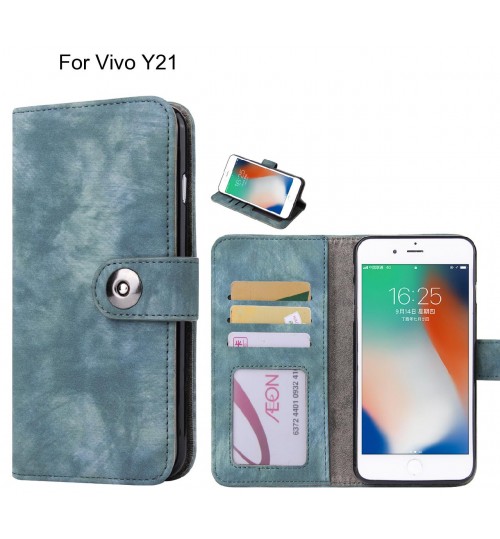 Vivo Y21 case retro leather wallet case