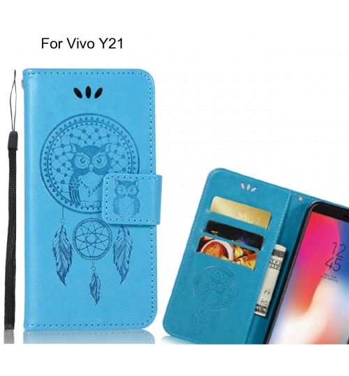 Vivo Y21 Case Embossed wallet case owl