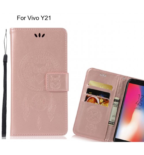 Vivo Y21 Case Embossed wallet case owl