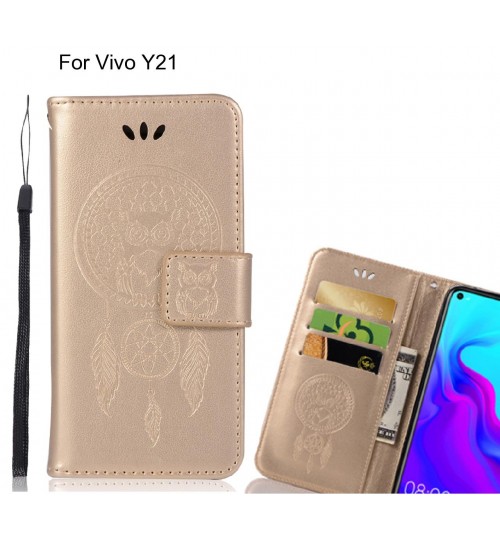 Vivo Y21 Case Embossed wallet case owl