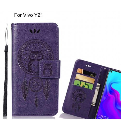 Vivo Y21 Case Embossed wallet case owl