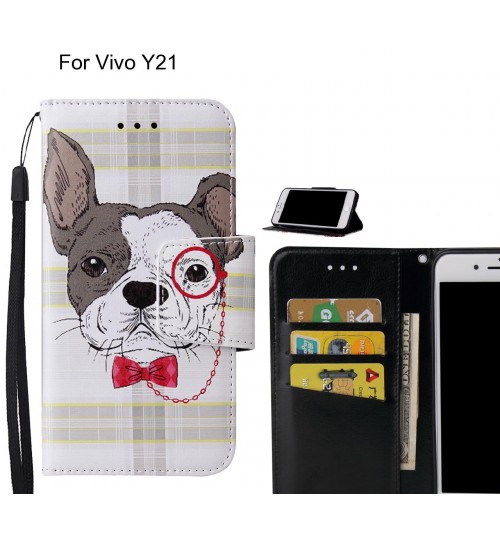 Vivo Y21 Case wallet fine leather case printed