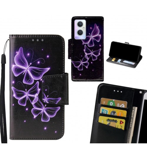 Oppo A96 Case wallet fine leather case printed