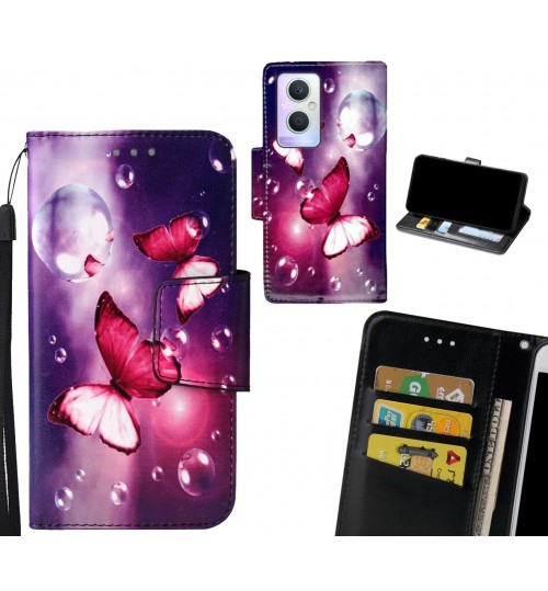 Oppo A96 Case wallet fine leather case printed