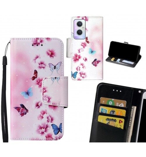 Oppo A96 Case wallet fine leather case printed