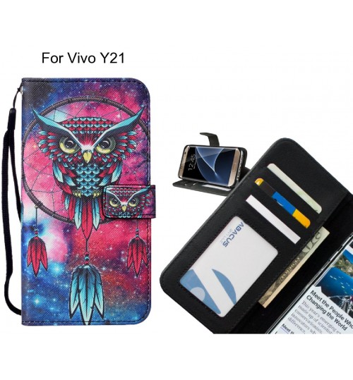 Vivo Y21 case leather wallet case printed ID