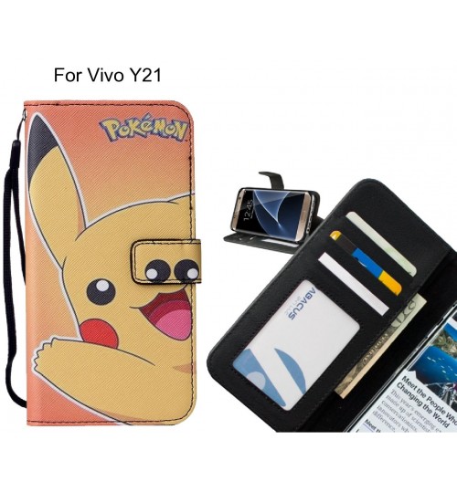 Vivo Y21 case leather wallet case printed ID