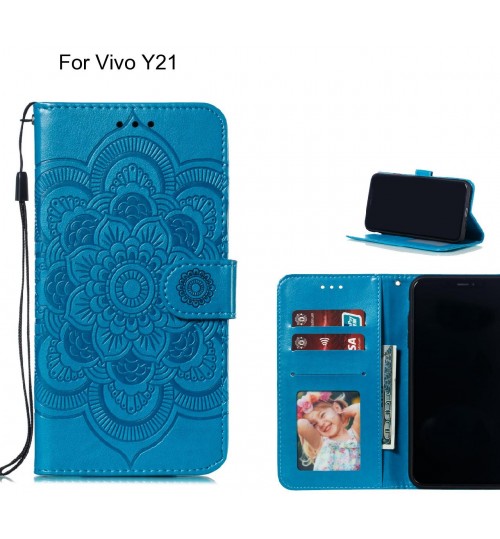 Vivo Y21 case leather wallet case embossed pattern