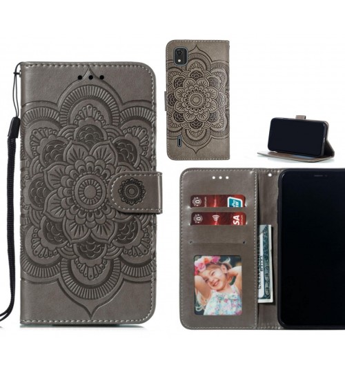 Nokia C2 case leather wallet case embossed pattern