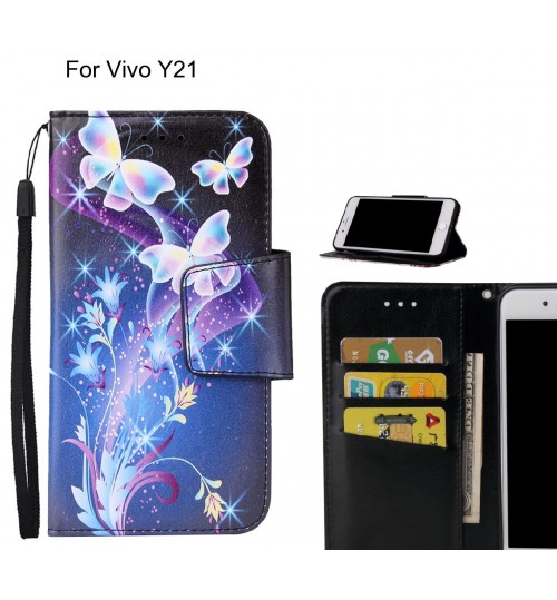 Vivo Y21 Case wallet fine leather case printed