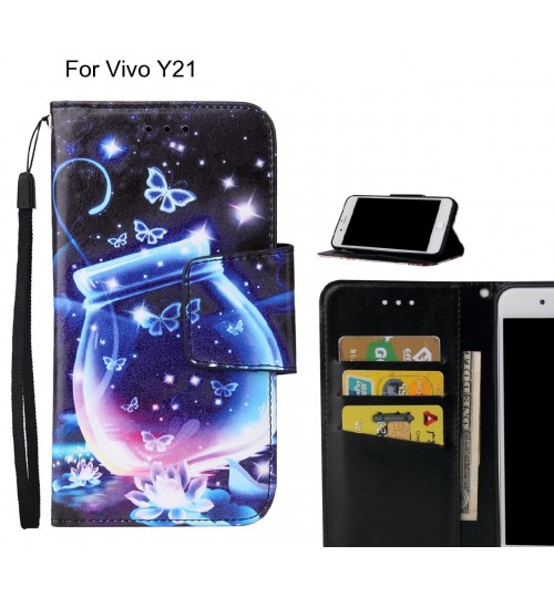 Vivo Y21 Case wallet fine leather case printed