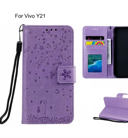 Vivo Y21 Case Embossed Wallet Leather Case