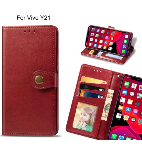 Vivo Y21 Case Premium Leather ID Wallet Case