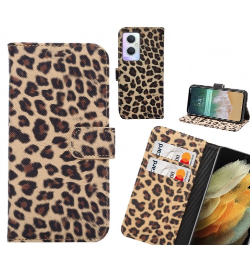 Oppo A96 Case  Leopard Leather Flip Wallet Case