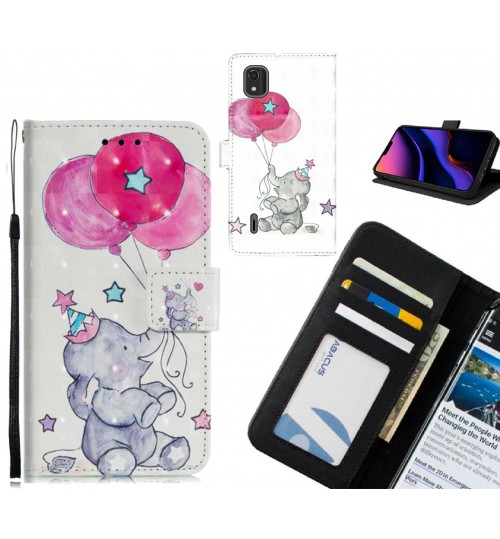 Nokia C2 Case Leather Wallet Case 3D Pattern Printed