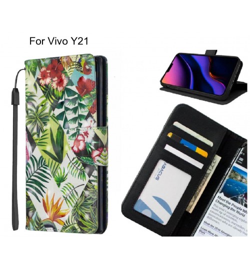 Vivo Y21 Case Leather Wallet Case 3D Pattern Printed