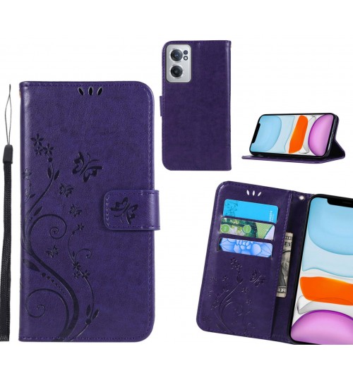 Oneplus Nord Ce 2 5g Case Embossed Butterfly Wallet Leather Cover - Purple