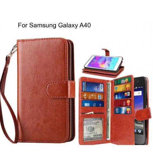 Samsung Galaxy A40 Case Multifunction Wallet Leather Case - Brown