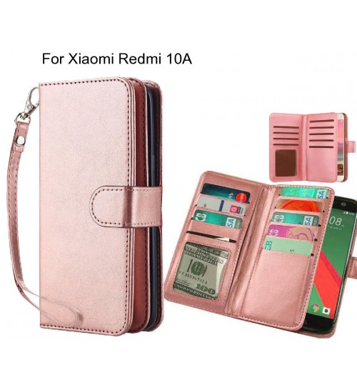 Xiaomi Redmi 10a Case Multifunction Wallet Leather Case - Rose Gold
