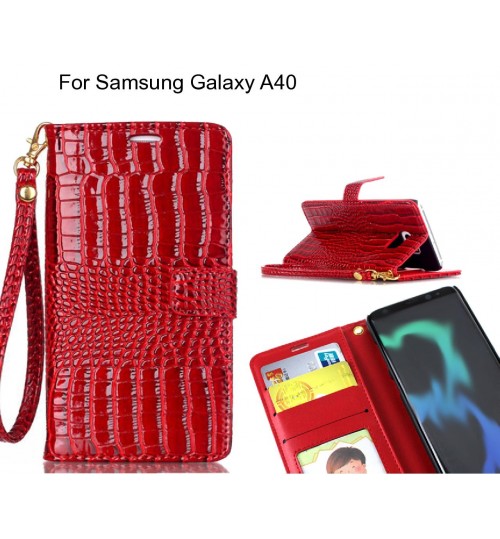 Samsung Galaxy A40 Case Croco Wallet Leather Case - Red