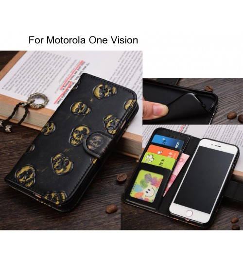 Motorola One Vision  case Leather Wallet Case Cover