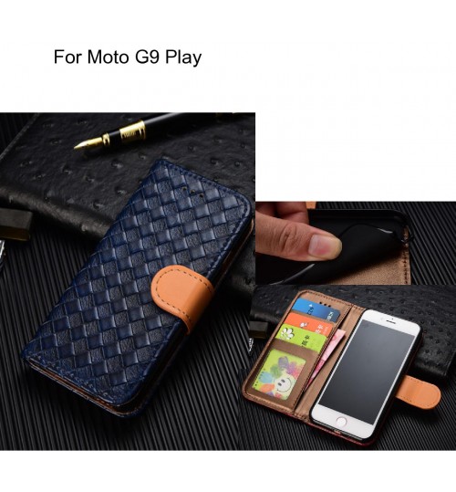Moto G9 Play Case Leather Wallet Case Cover - Blue